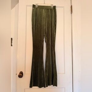 Green Velvet Flare Pants
